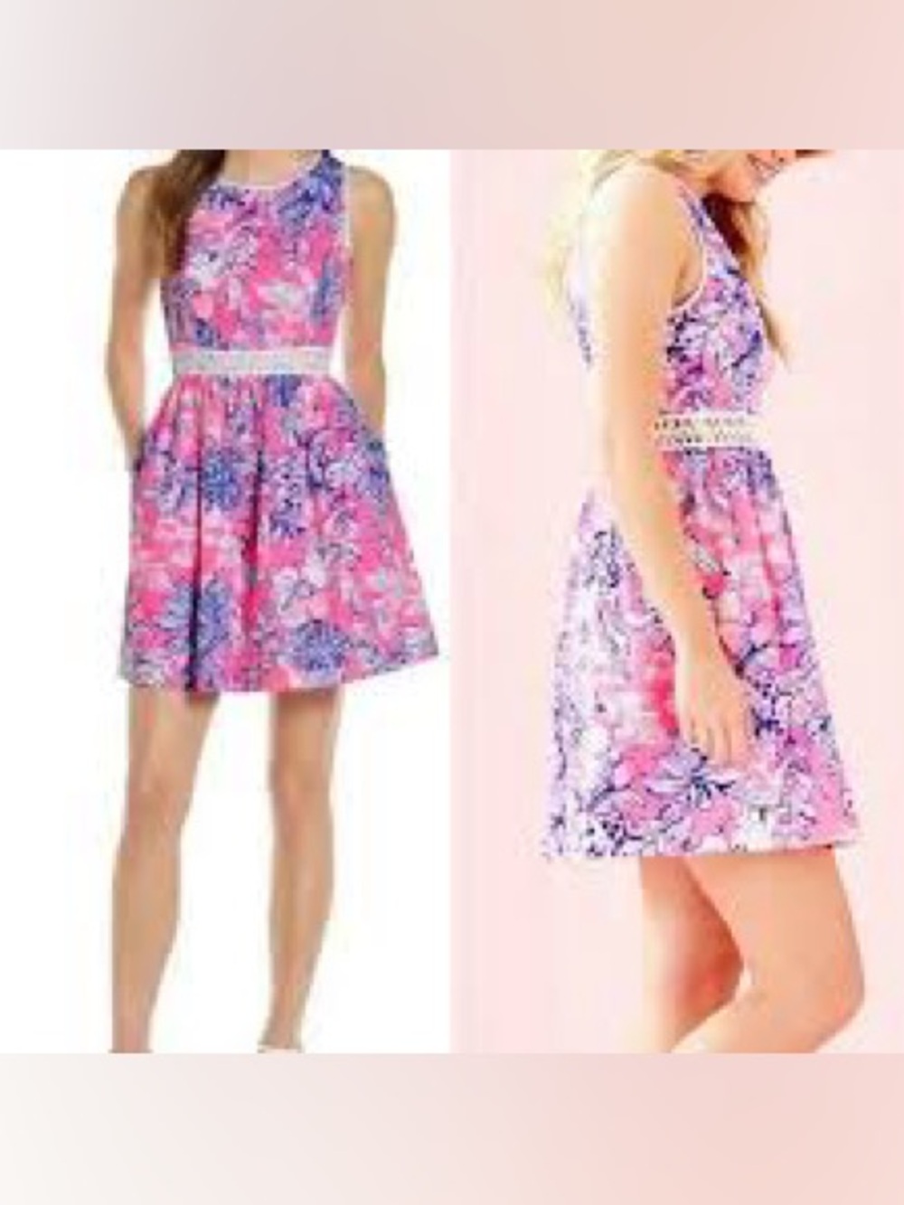 Lilly Pulitzer Pink Floral Skirt with Blue & Lavender Print